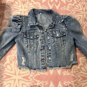 Denim Jacket with Puff Sleeves
